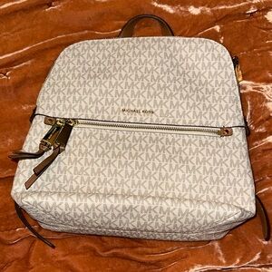Women’s Michael Kors Beige and Brown Signature Backpack